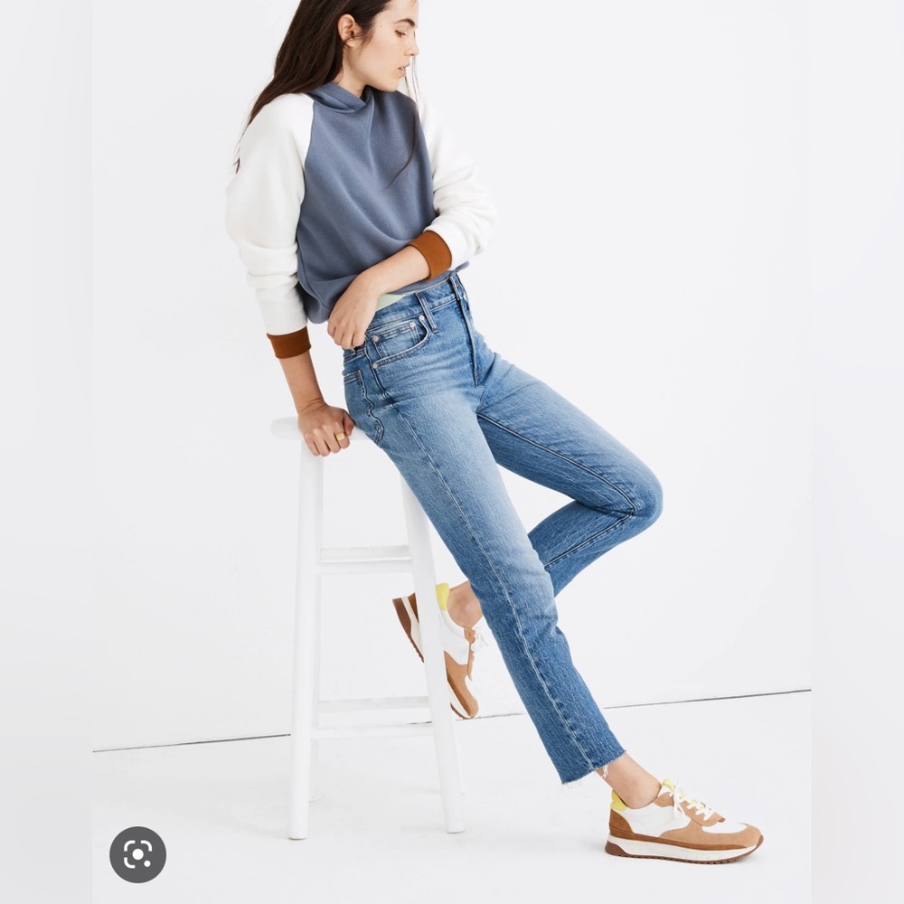 NWT madewell the mid rise perfect vintage jeans with raw hem